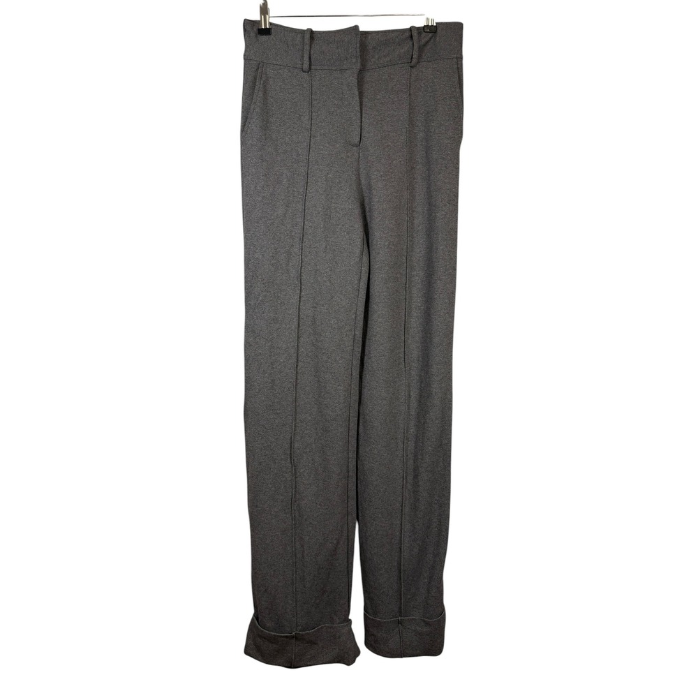 Karl Lagerfeld Paris Grey Wide Leg Cuffed Trousers Pants Small EcoVero Blend